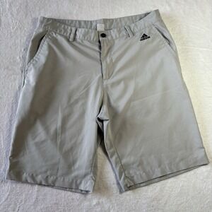 Adidas Mens Golf Shorts Gray Striped Size 34 Regular Fit Performance, Preppy